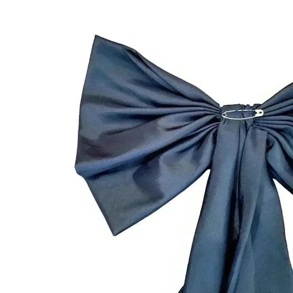 Navy Polyester Taffeta 18" Pin-On Bow - Picture 6 of 7